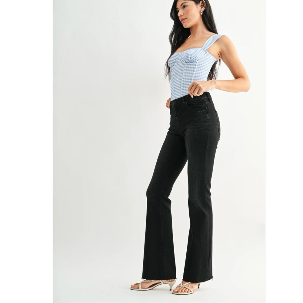 Just Black Denim Womens High Rise
Flare frayed hem Dark Hippie Jeans 
Size 27